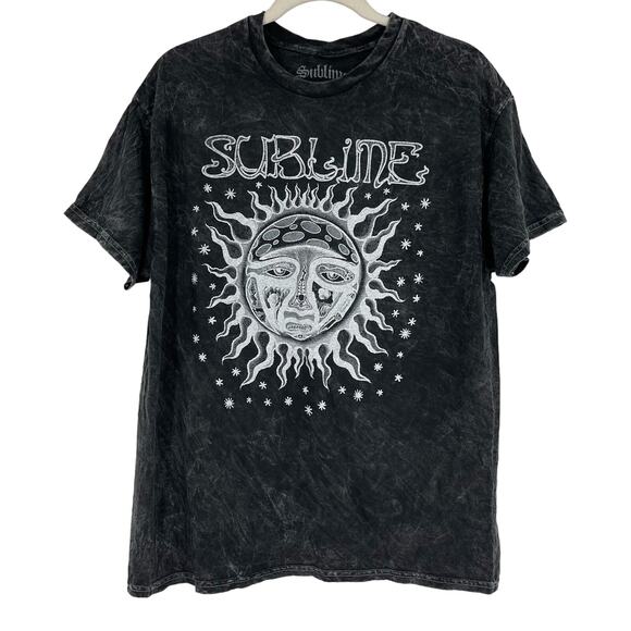 Officially Licensed Sublime Classic Sun T-Shirt Black Acid Wash Large NWOT - Picture 1 of 5
